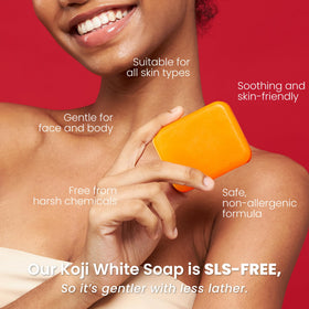 Koji White vegan paraben-free bar emphasizing clean beauty.