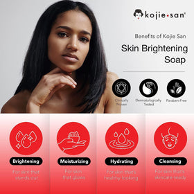 Kojie San bar infused with coconut oil and tea tree for gentle cleansing.