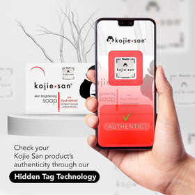 Close-up of Kojie San dark spot remover bar showing smooth texture.