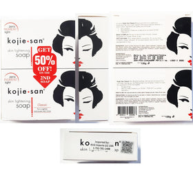 Four Kojie San bars displayed in a value pack.