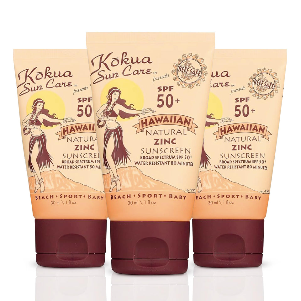 Kokua Sun Care reef-safe sunscreen bottle showing mineral protection