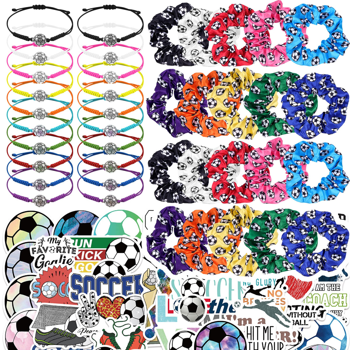Kolewo4ever satin soccer scrunchies in vibrant colors for comfortable sports hairstyles.