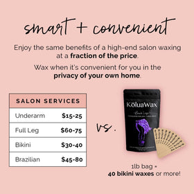 KoluaWax legs wax beads for efficient full-leg waxing at home.