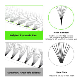 Kolybel black PBT lash fans show soft, lightweight feel for wear.