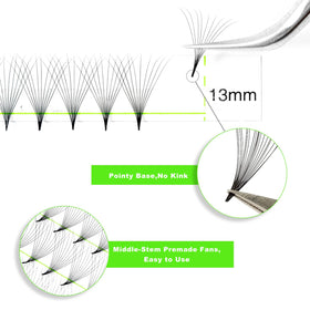 Kolybel mixed-length 8-15mm lash fans enable versatile volume looks.