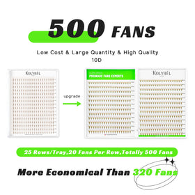 Kolybel Premade Fans 500 fans brown box highlights cost-effective choice