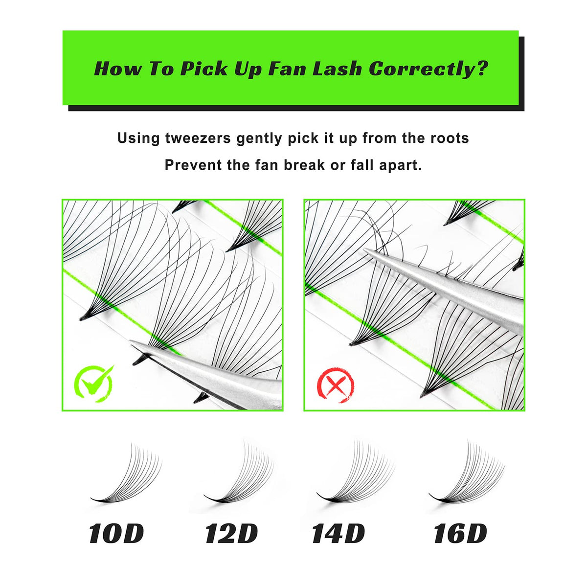 Kolybel premade lash fans during application for easy placement.