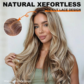 KOME Ash Blonde lace front wig side view shows natural scalp illusion.