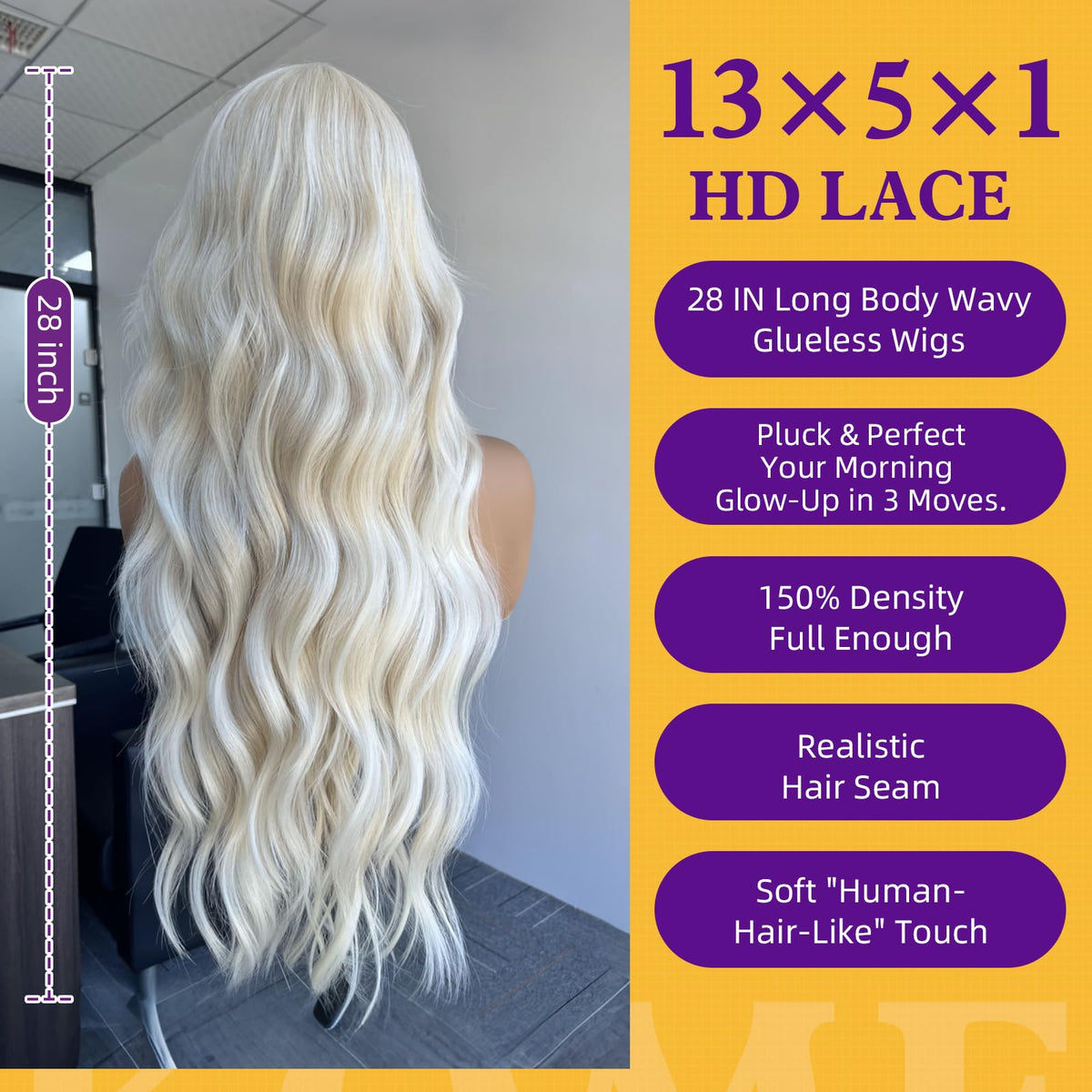 KOME beginner-friendly lace-front wig with adjustable cap for comfort