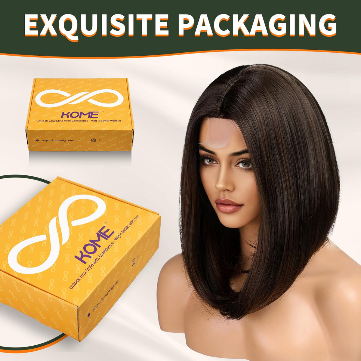 KOME Dark Brown Short Bob Wig daily use ready for work or casual wear