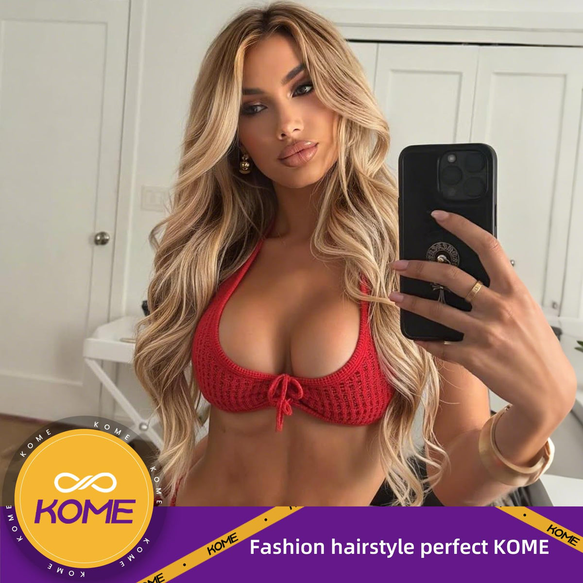 KOME Pre-plucked curly lace front wig for ready-to-style hairline and volume