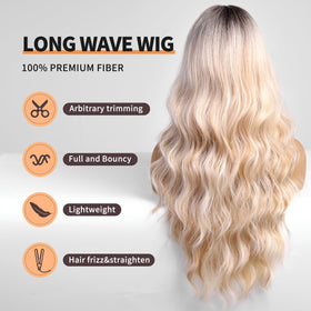 KOME Synthetic Hair Wig 24in easy to care for bangs.