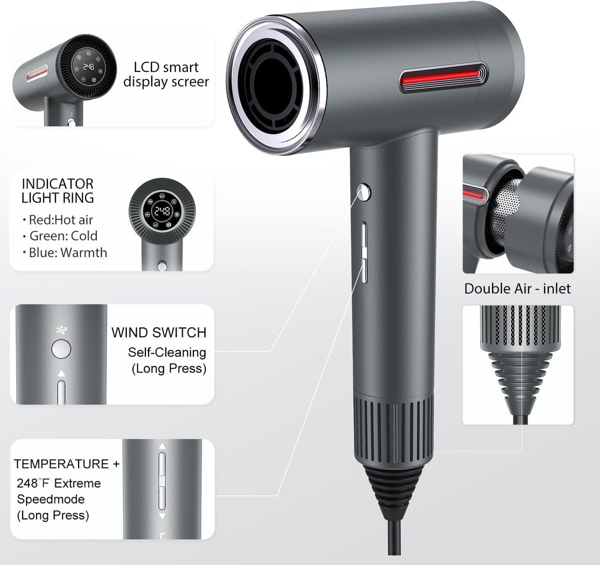 Kondaroma Hyper-Speed Hair Dryer concentrator nozzle for precise styling and targeted airflow