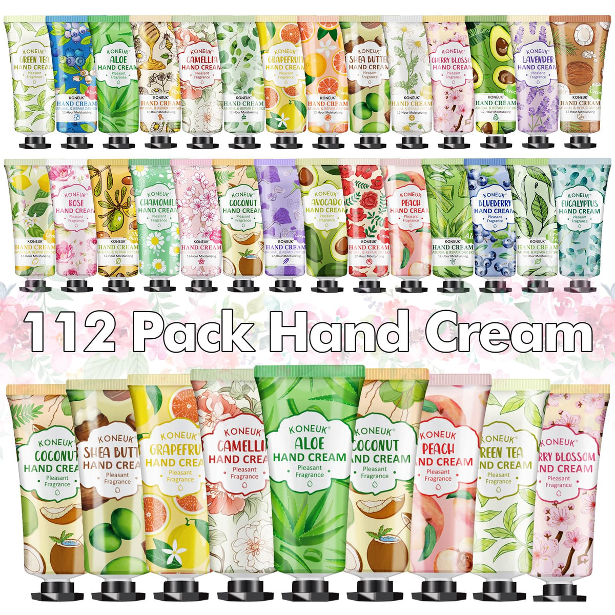 KONEUK 112-pack hand cream set in gift box for everyday moisturization.