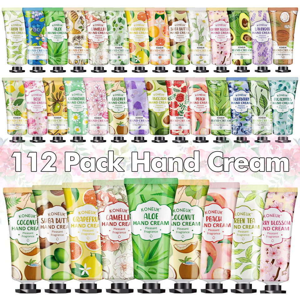 KONEUK 112-pack hand cream set in gift box for everyday moisturization.