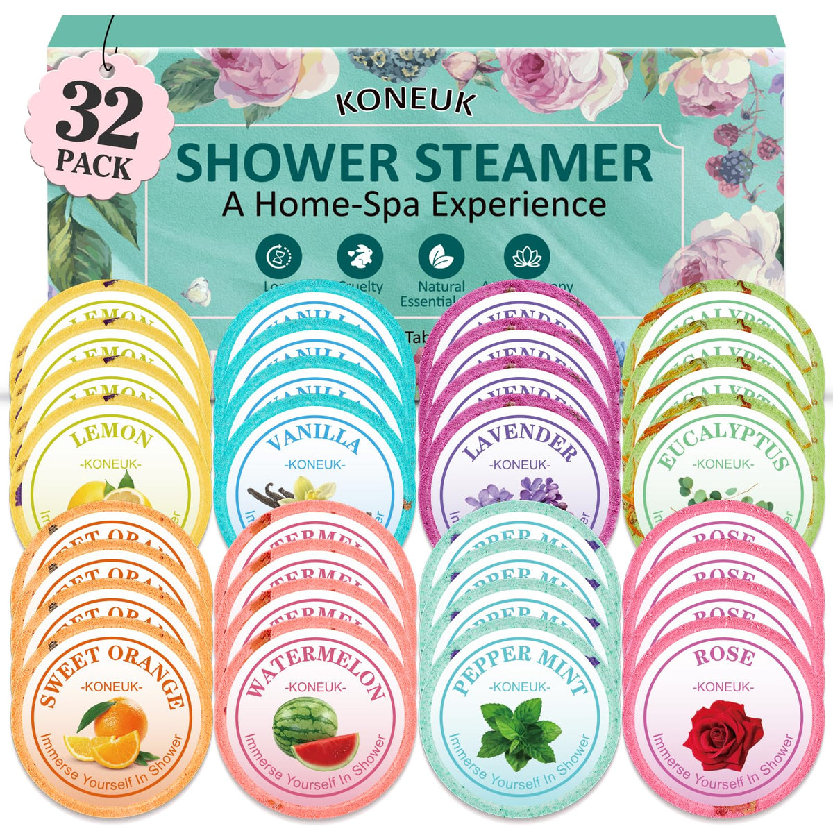 KONEUK shower steamers lemon fragrance for a refreshing spa-like moment