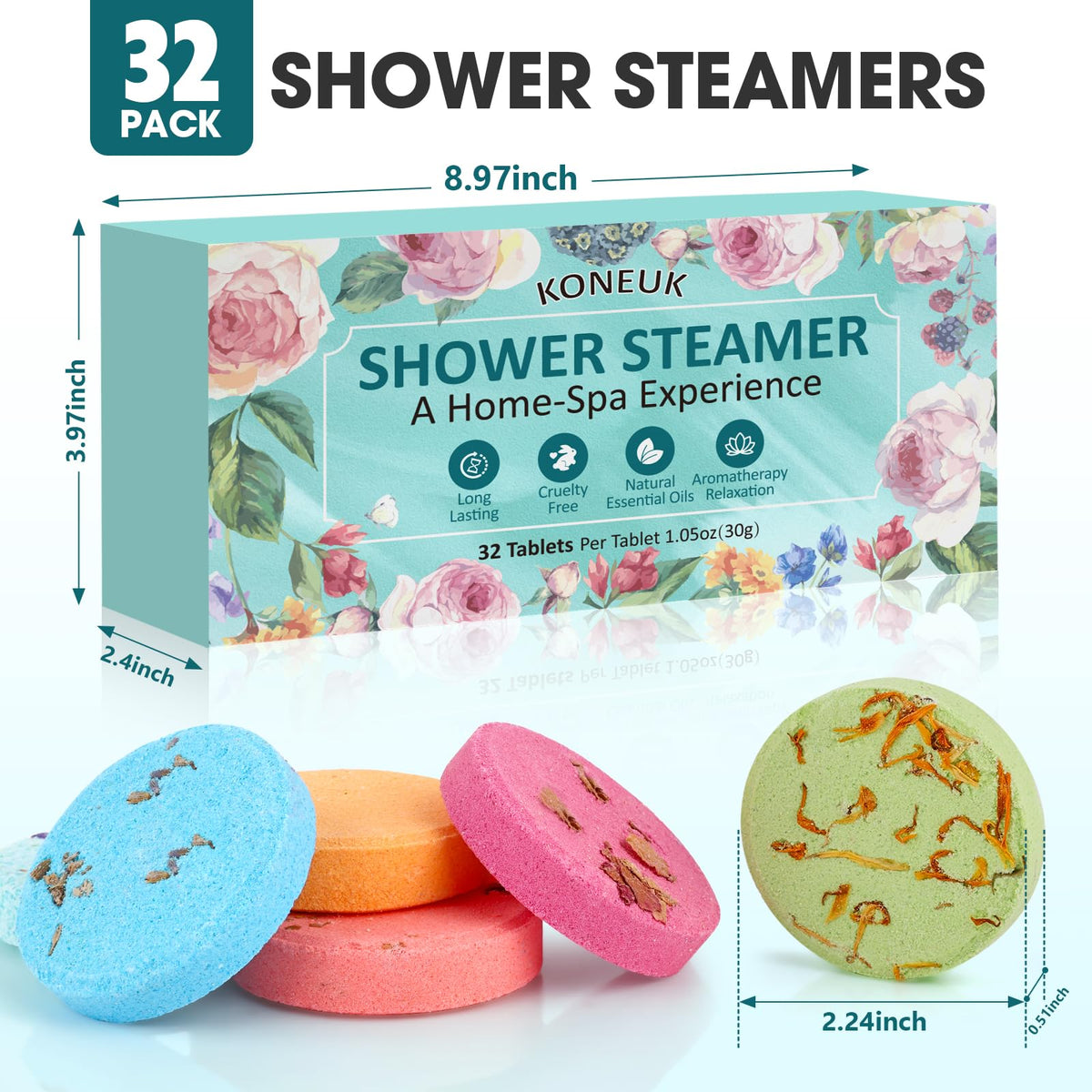 KONEUK shower steamers rose aroma for soothing mood enhancement