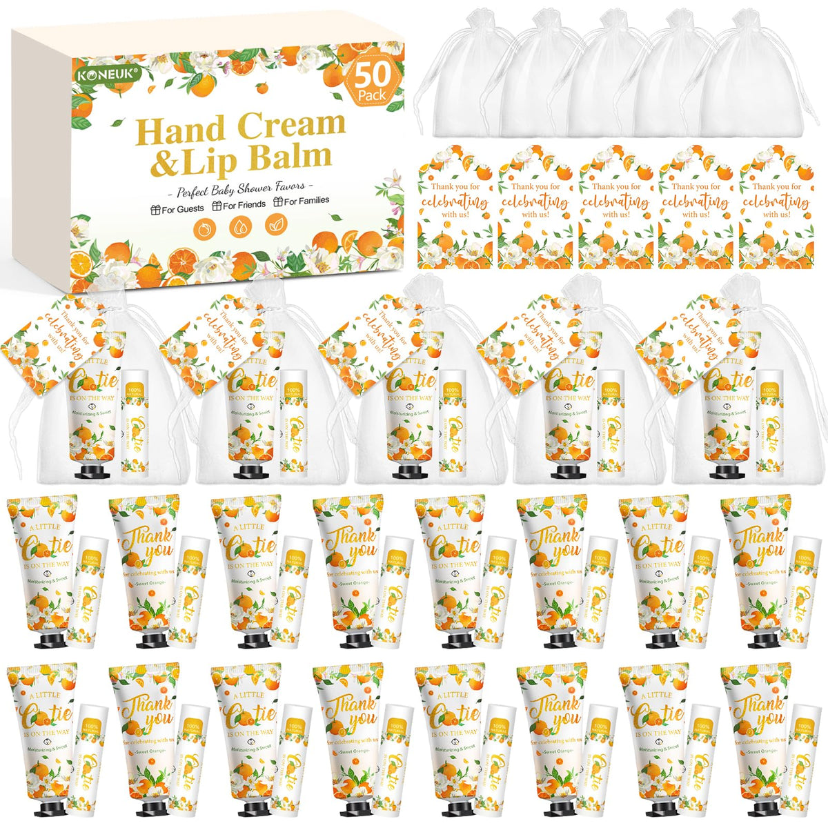 KONEUK hand cream collection with orange scent moisturizes dry hands