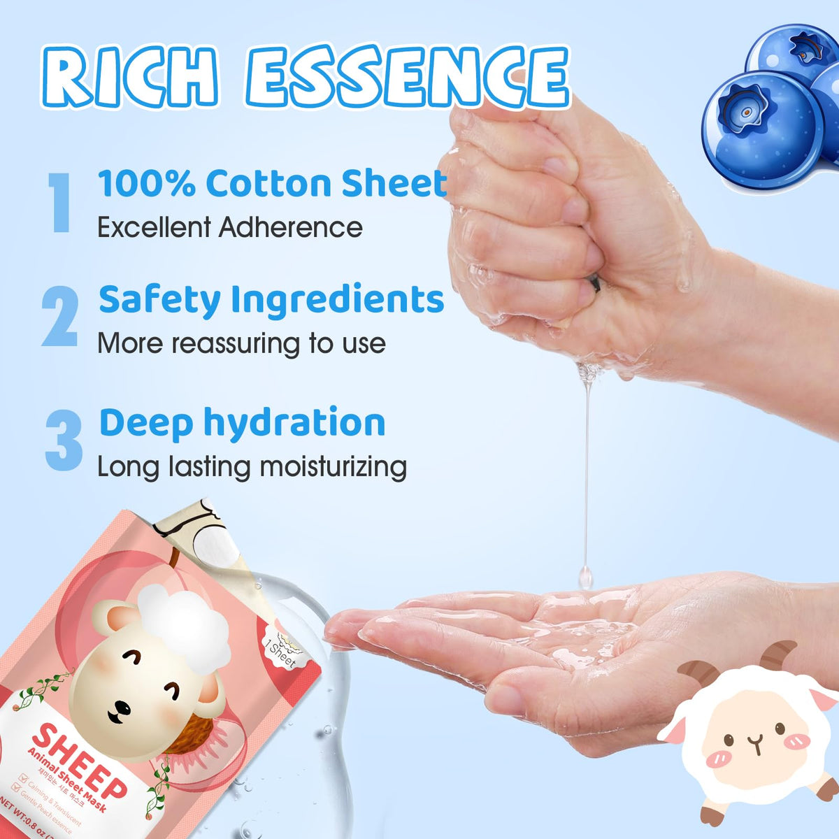 KONEUK 54-pack animal face mask frog for refreshing hydration and fun routine.