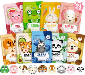 KONEUK 54-pack animal face mask tiger for hydrating skin and playful spa fun.