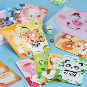 KONEUK 54-pack animal face mask zebra for vibrant hydration and playful moments.