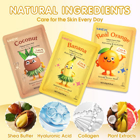 KONEUK cotton sheet masks with mild fruit fragrance for gentle care.