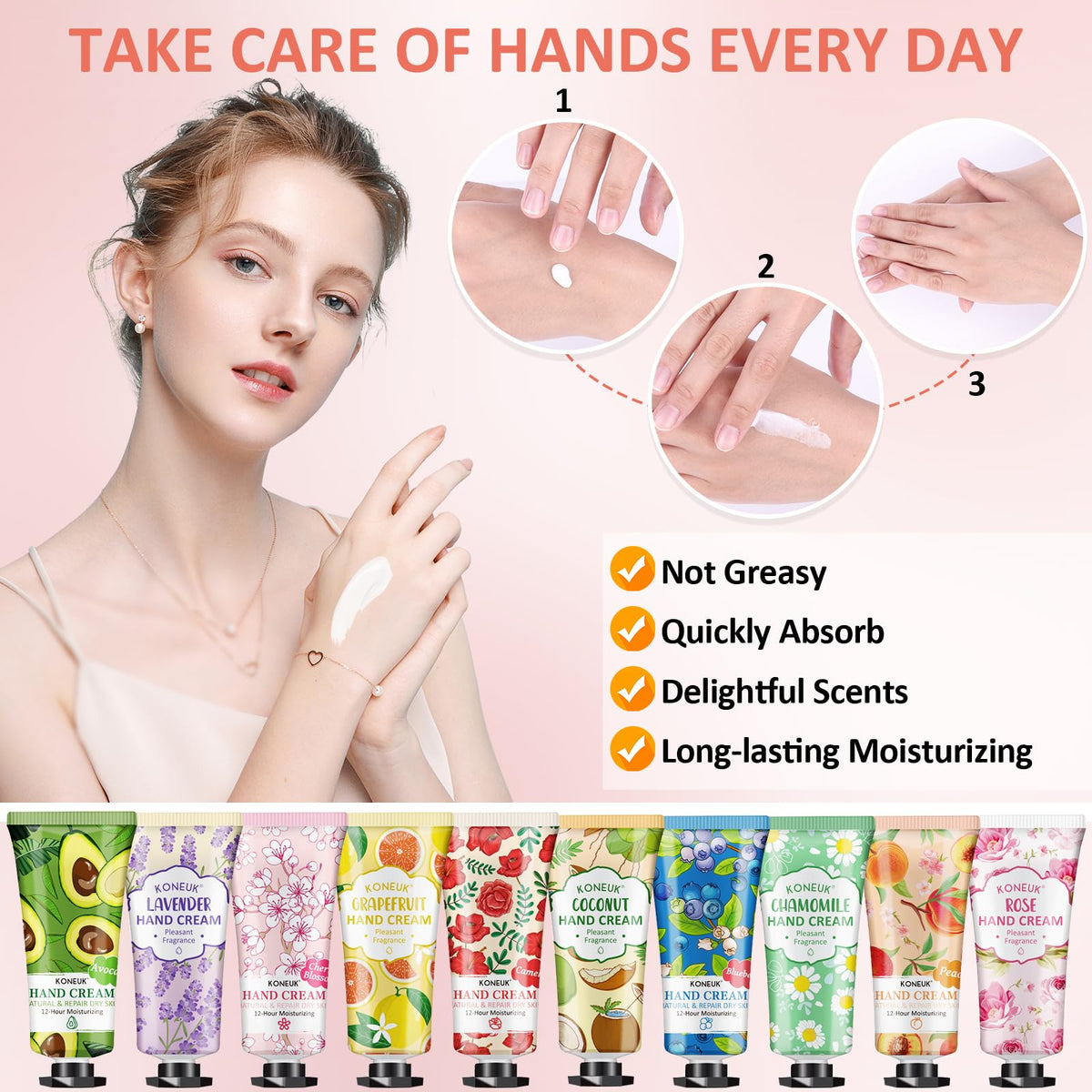 KONEUK lavender-scent mini hand cream nourishes skin with soothing fragrance.