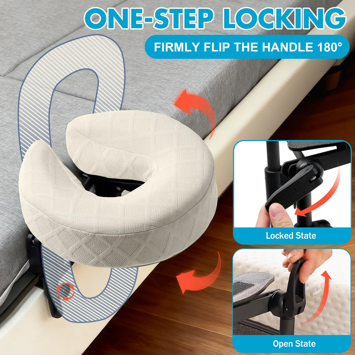 KONOVOLY 180-degree rotating headrest offers flexible positioning.