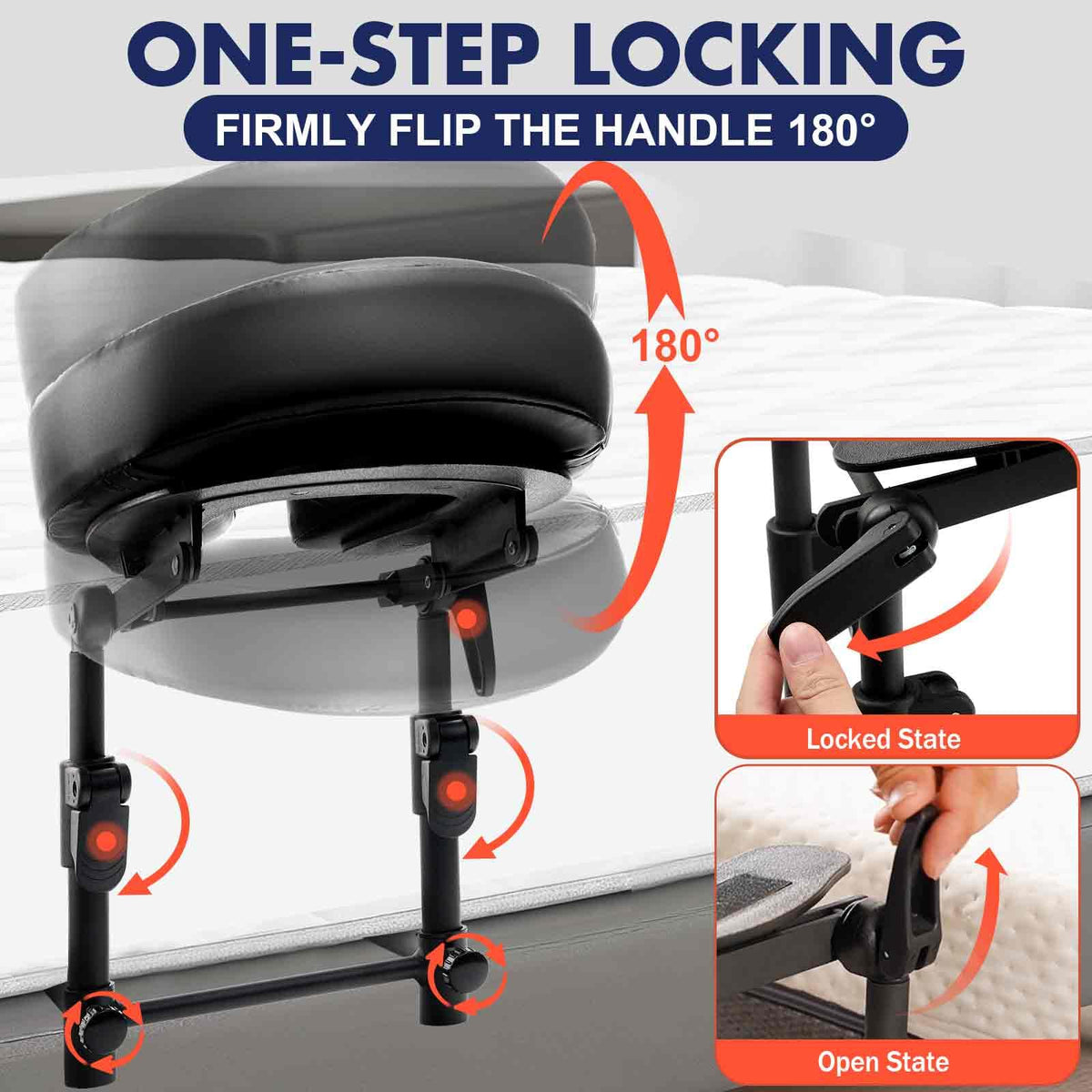 KONOVOLY adjustable headrest bracket allows custom height and angle.