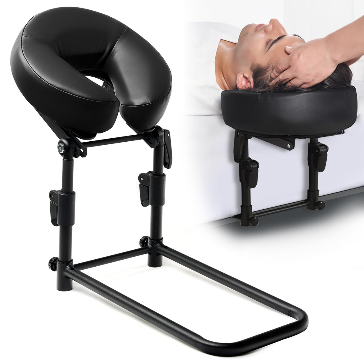 KONOVOLY headrest under-mattress base enables portable home massage setups.
