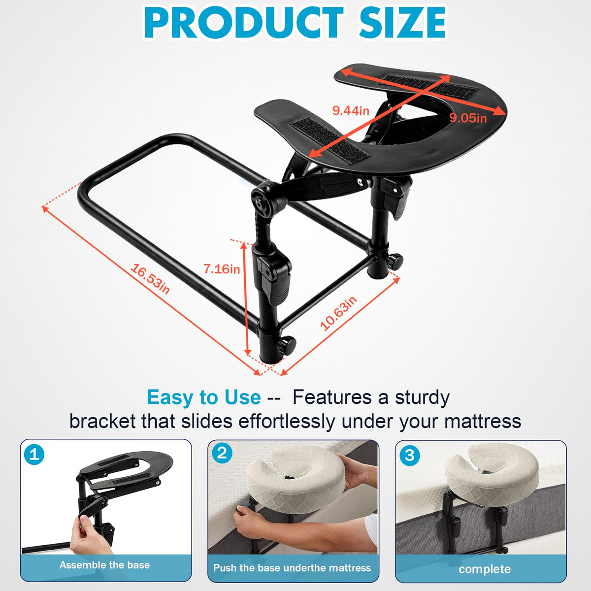 KONOVOLY height-adjustment 6-17in range fits most beds.