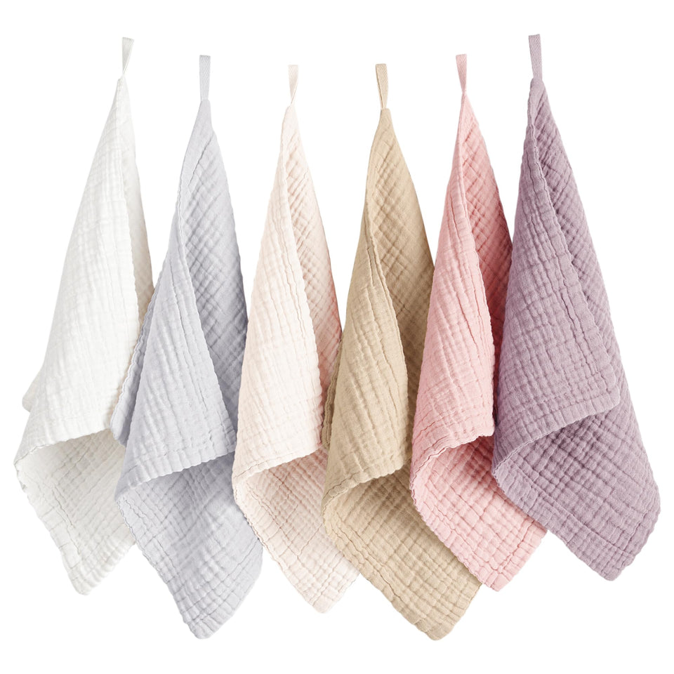 Konssy 6 pack face cloths, soft and absorbent for gentle daily cleansing