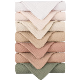 Konssy 7-pack soft cotton face wash cloths stacked for daily use with gentle texture