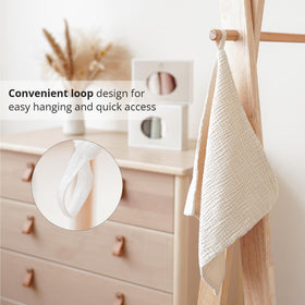 Konssy easy dry face cloths featuring sewn hang loops for fast air drying