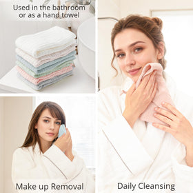Konssy absorbent cloths demonstrate quick soap absorption for gentle makeup removal.