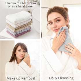 Konssy reusable facial wash cloths with travel friendly design and quick dry loop