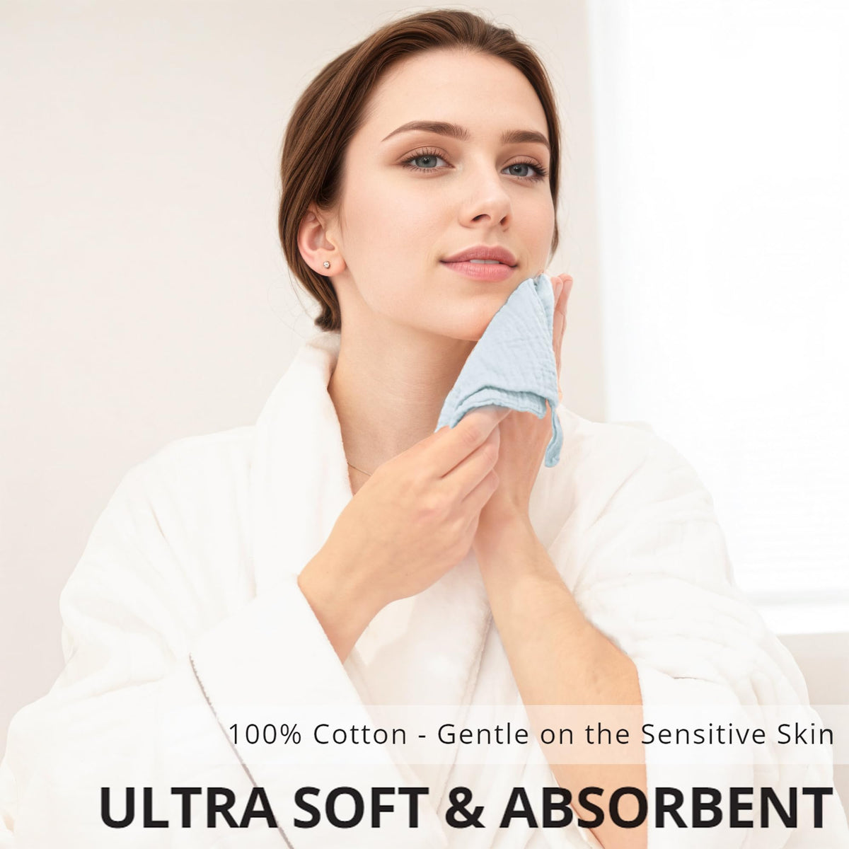 Konssy soft muslin face cloth highlighting skin-friendly texture for sensitive skin.
