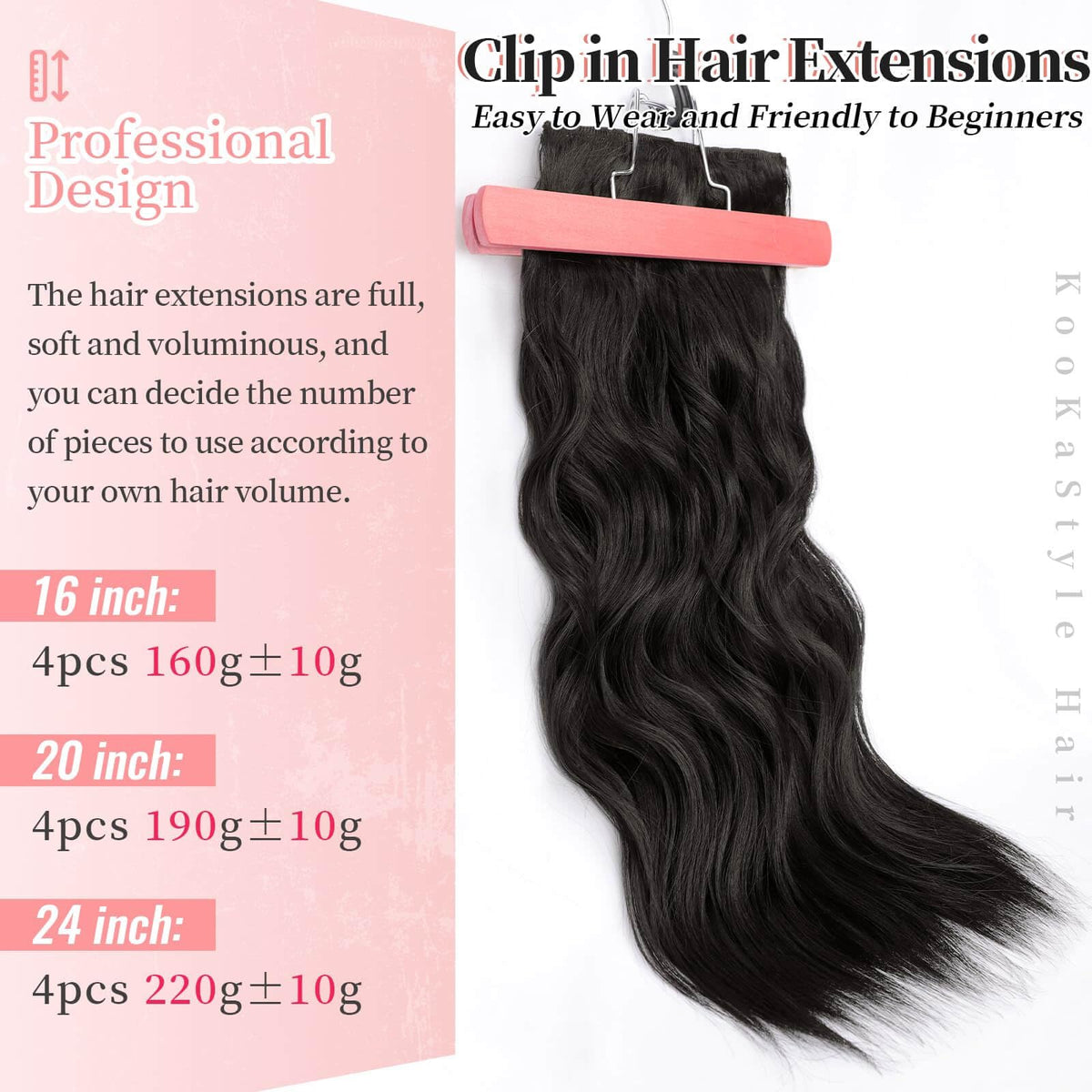 KooKaStyle clip-in weft with secure stainless steel clips visible