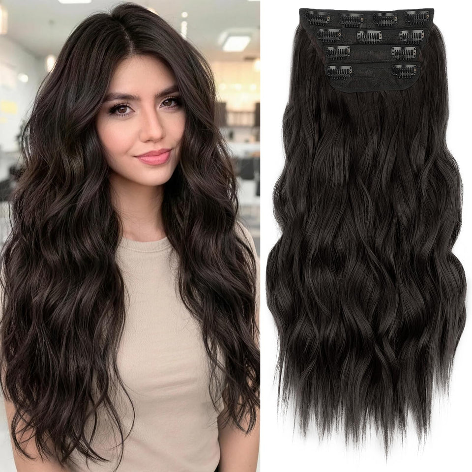 KooKaStyle clip-in long wavy extension pack shot shows added volume