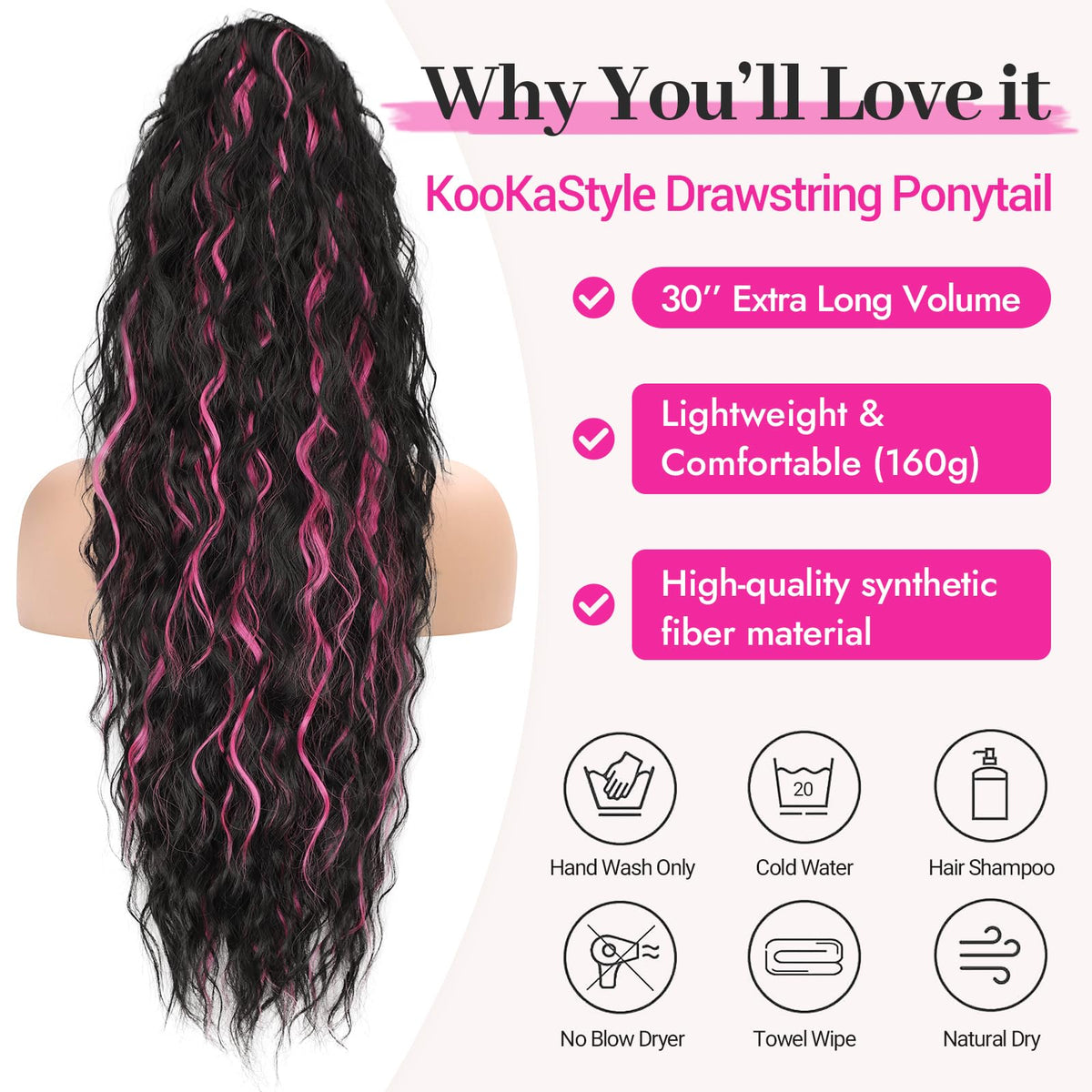 KooKaStyle curly texture closeup shows natural-looking curls and volume