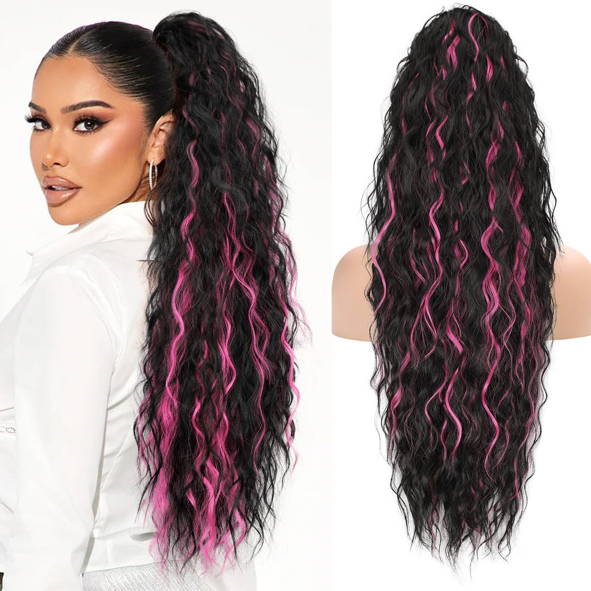 KooKaStyle ponytail extension with drawstring application offers quick, secure wear