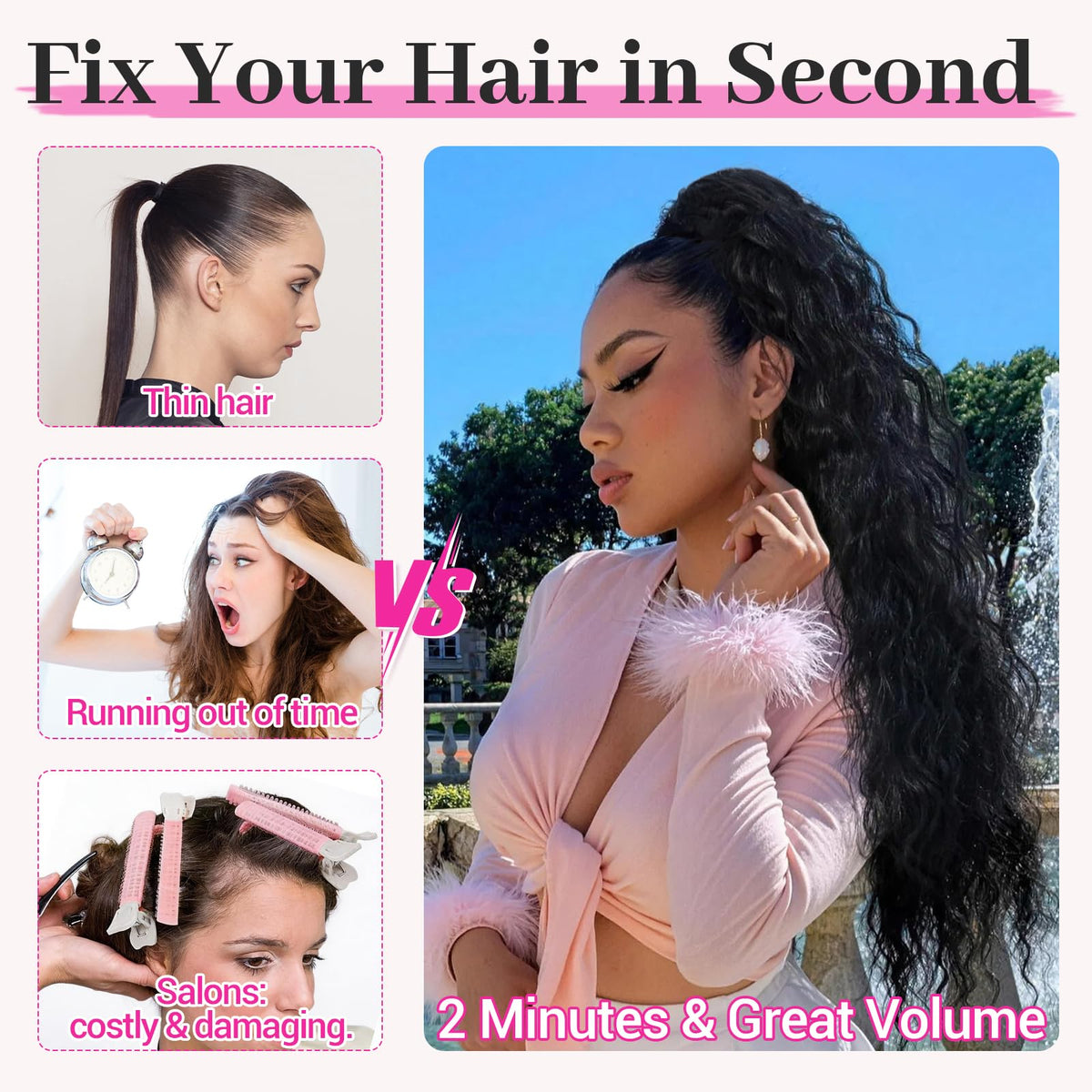 KooKaStyle ponytail worn for party-ready high or low styles