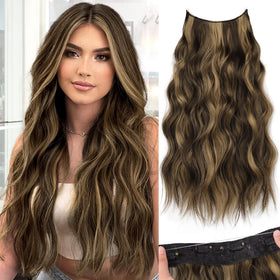 KooKaStyle invisible wire extensions, seamless length and volume when worn