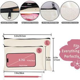 Koolmox canvas zipper pouch flat lay showcases blank sides perfect for DIY decoration.