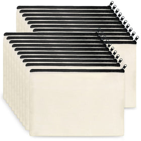 Koolmox canvas zipper pouch front view, ample storage for cosmetics and travel essentials.