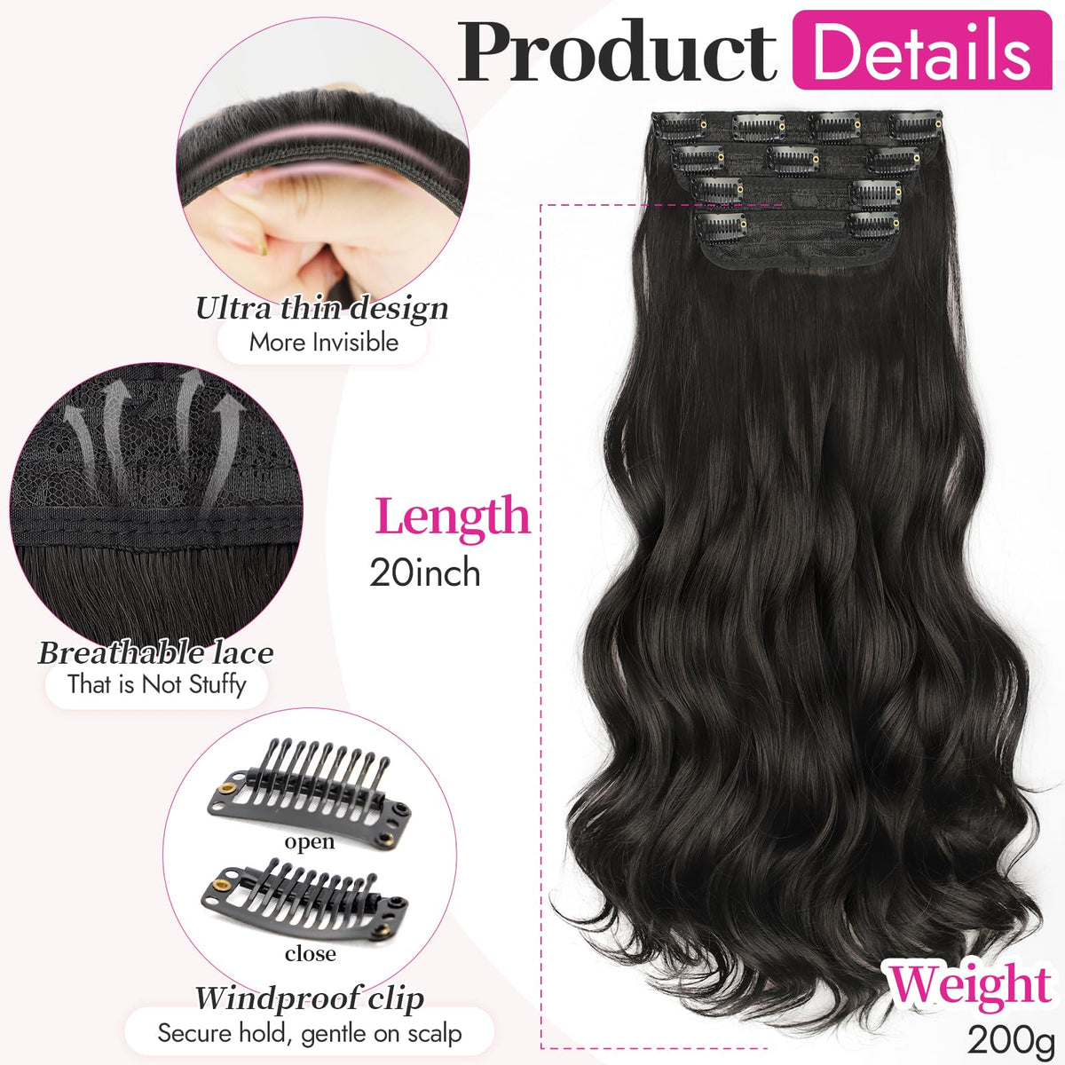 KooKaStyle close-up of soft waves and healthy shine in 20-inch extensions.