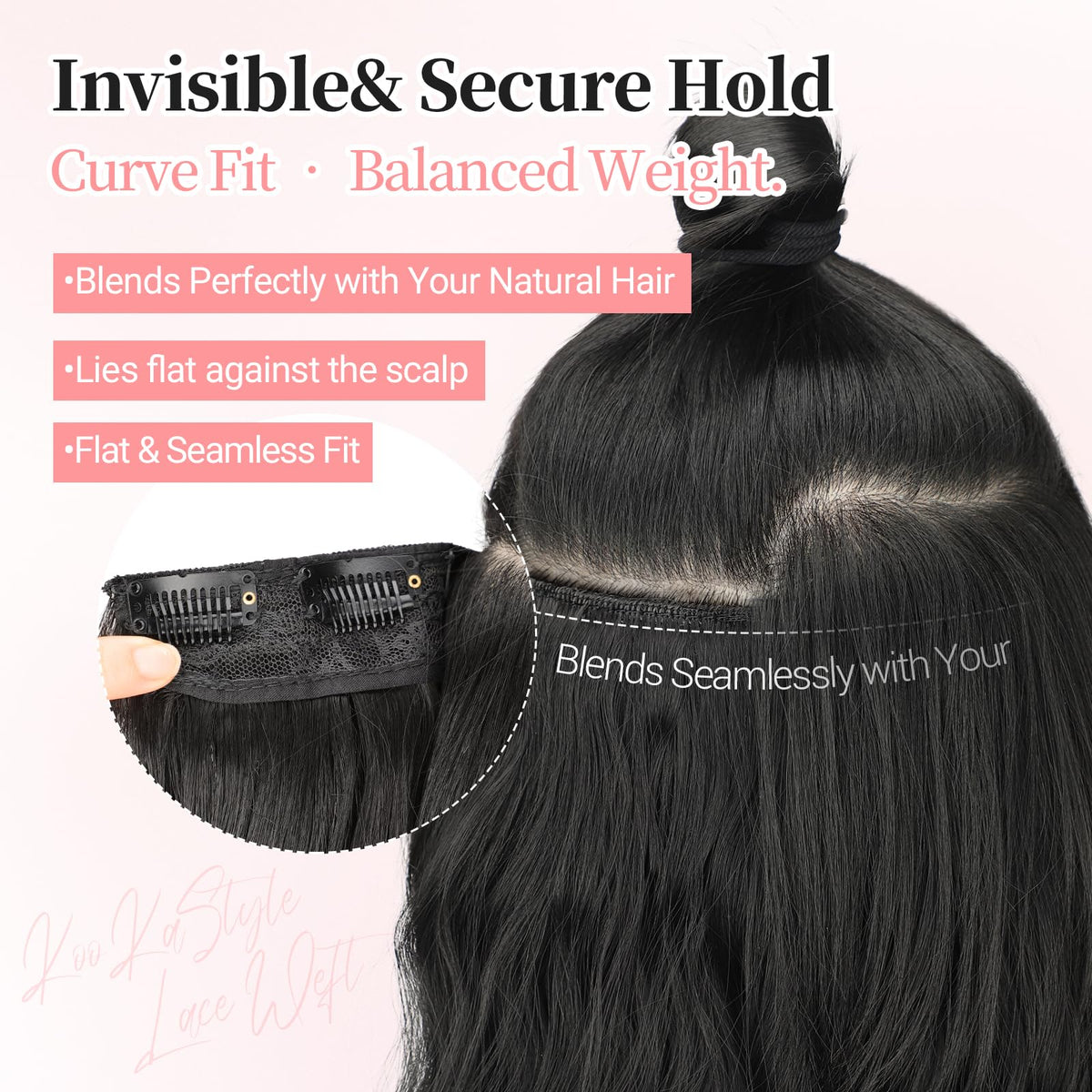 KooKaStyle two 5-inch wefts with clips for versatile styling