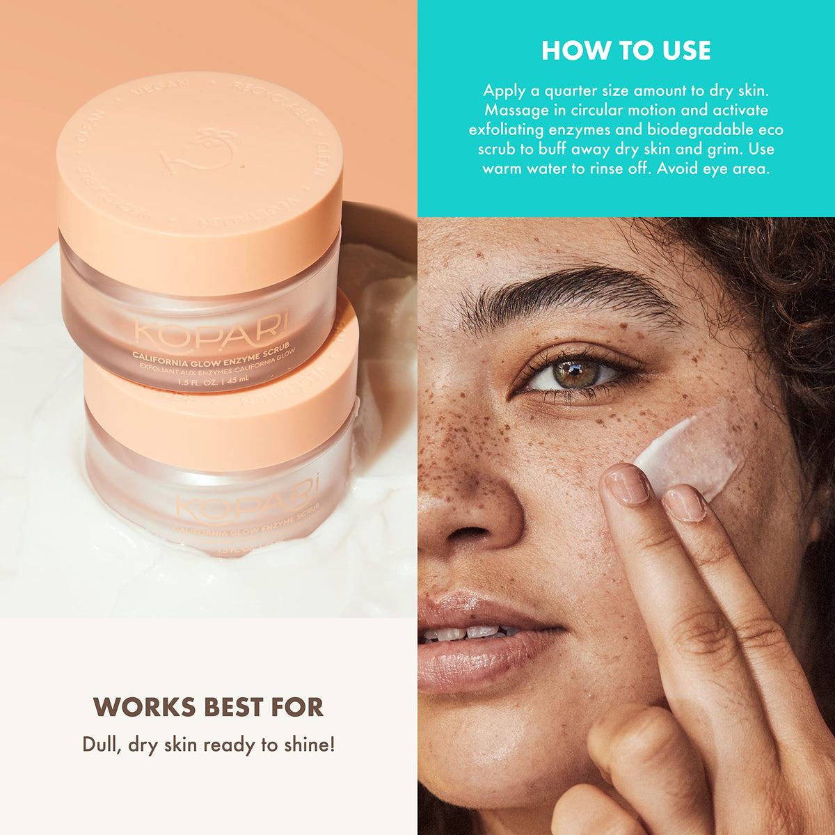 Kopari California Glow bottle displayed on vanity for daily routine