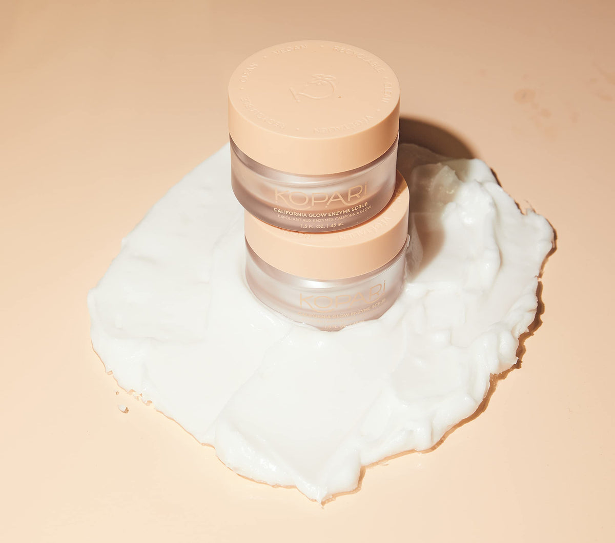 After use, Kopari California Glow scrub leaves skin looking brighter