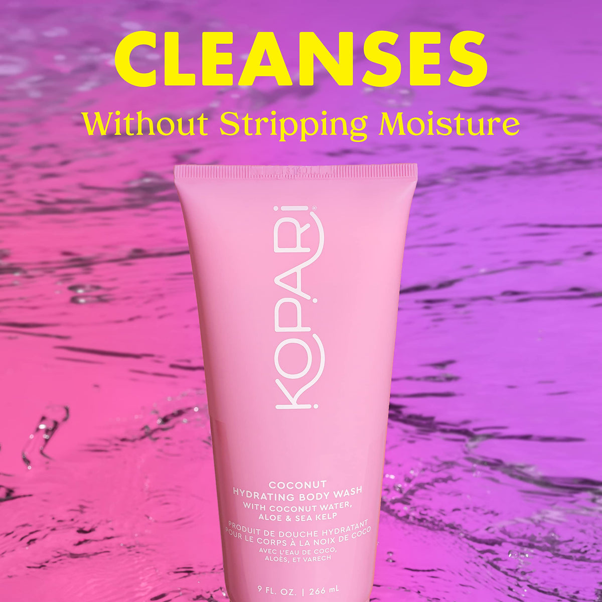 Kopari Hydrating Body Wash foamy lather demonstrates rich cleansing